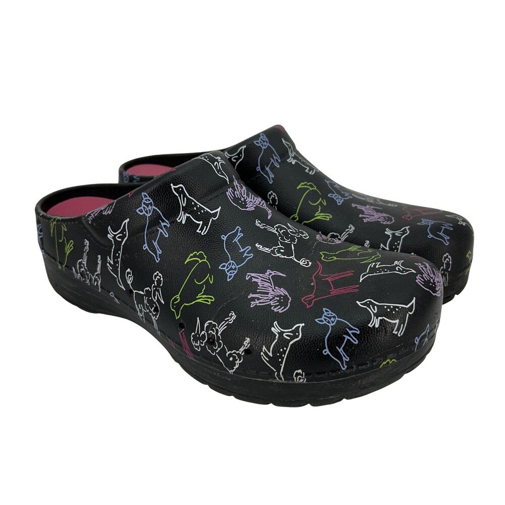 Dansko Shoes Womens Size 10.5 EU 41 Dog Print Kane Clog Slip On Comfort